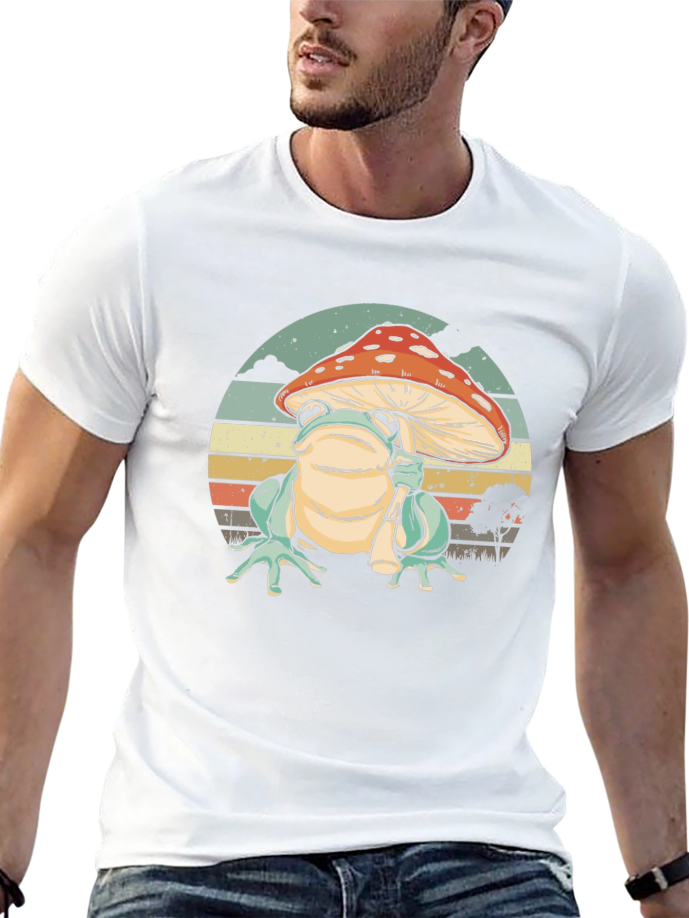 Frog with Mushroom Hat Graphic T-Shirt