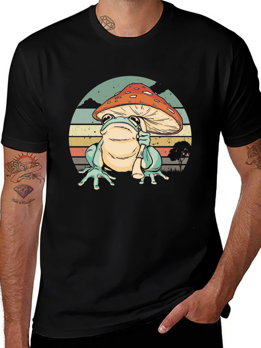 Frog with Mushroom Hat Graphic T-Shirt