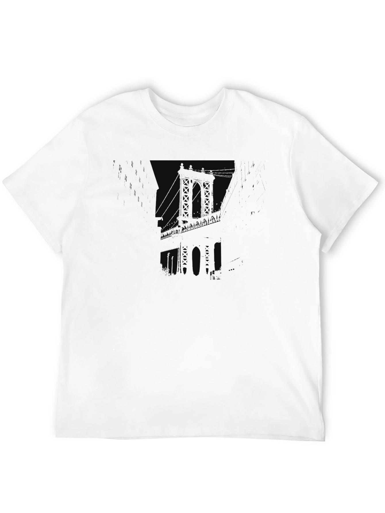 Mens Black Graphic Tee - Bridge Silhouette