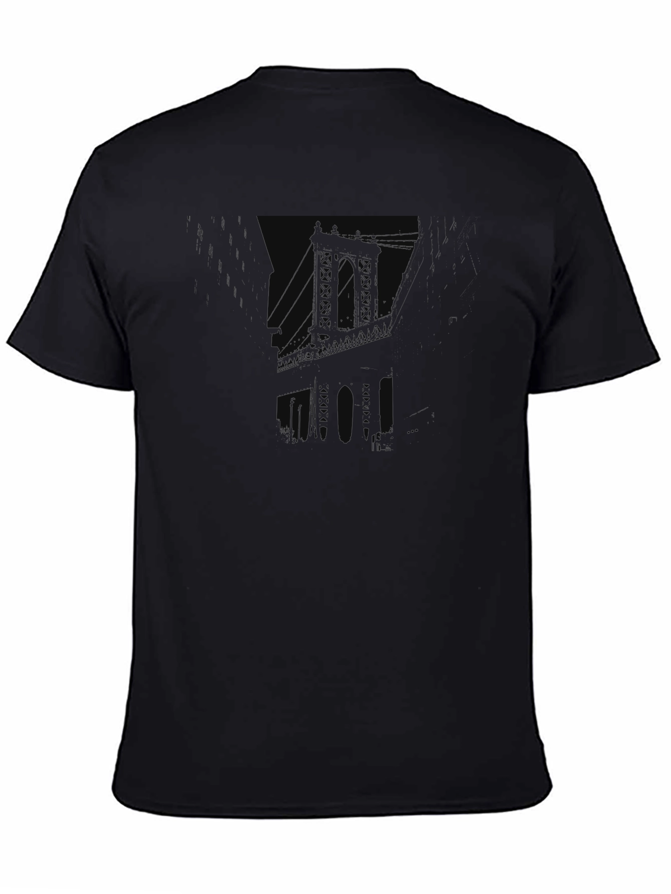 Mens Black Graphic Tee - Bridge Silhouette