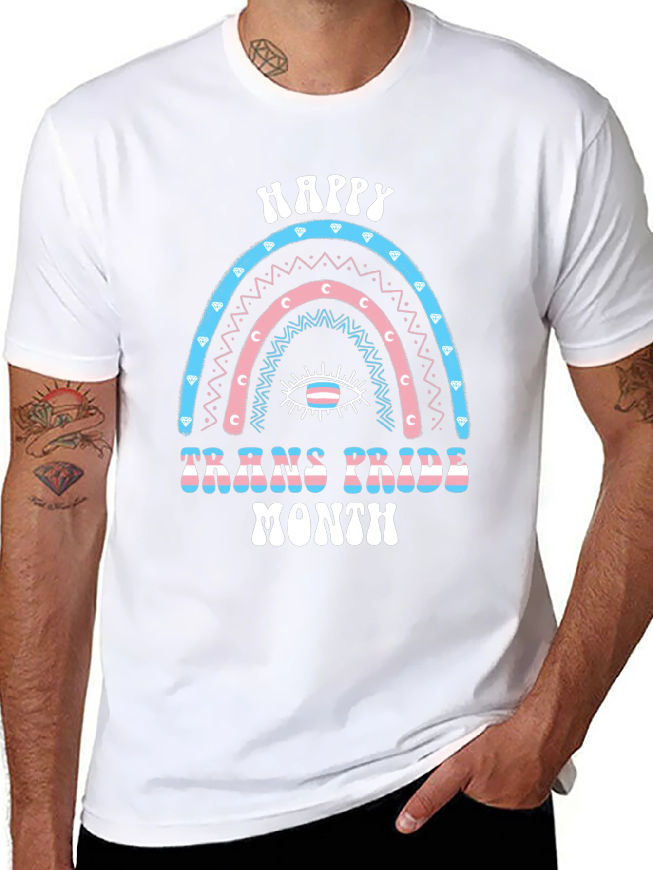 Trans Pride Month Rainbow Graphic T-Shirt