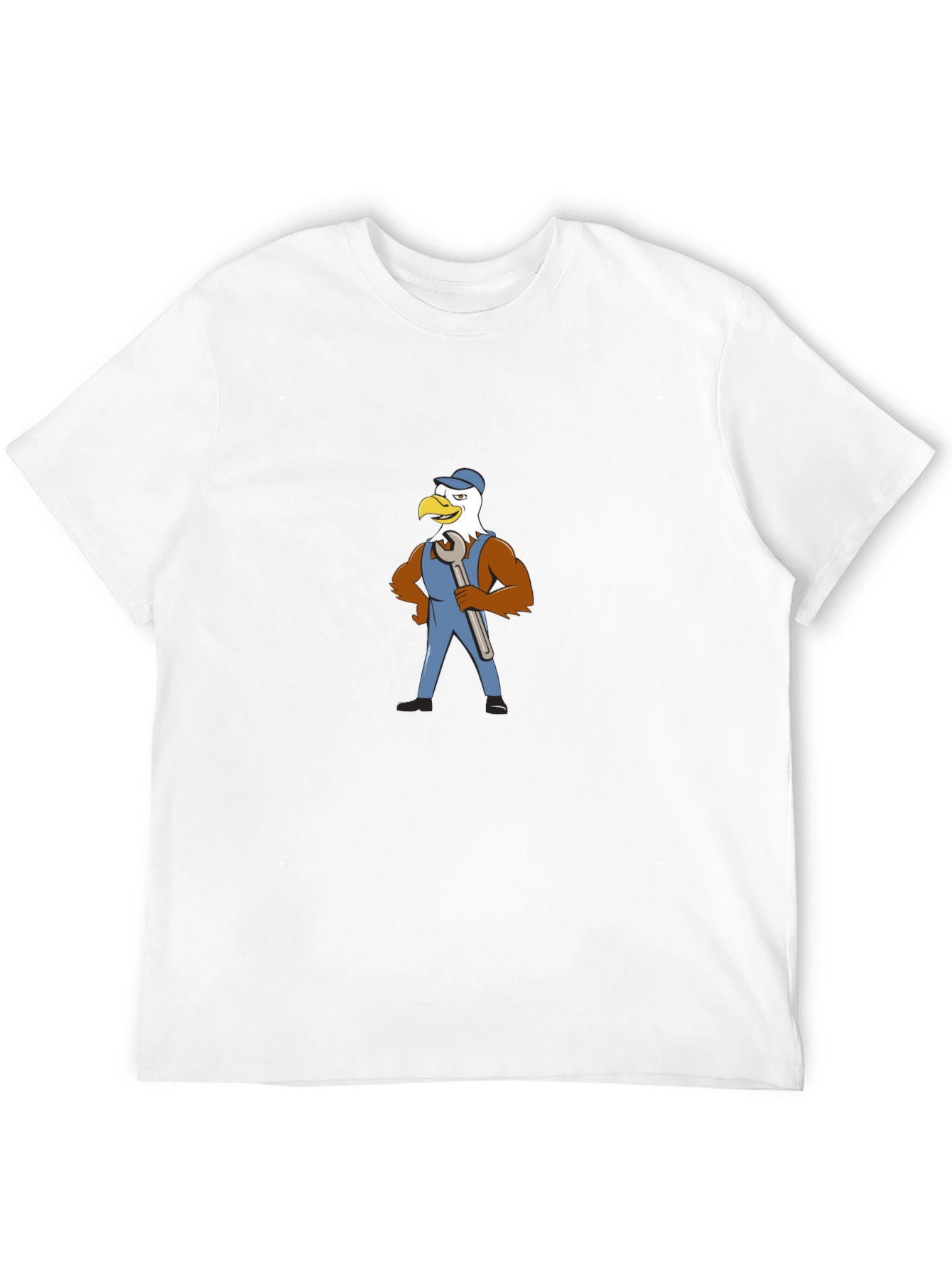 Eagle Mechanic Cartoon Black T-Shirt