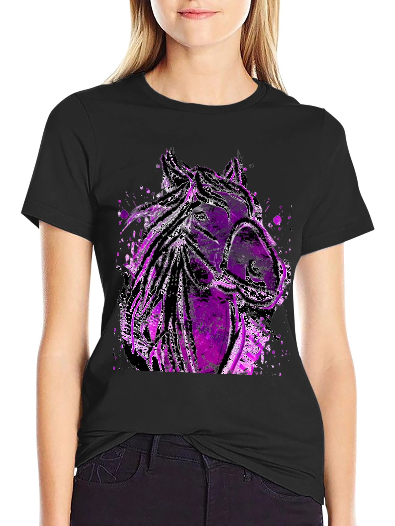 Abstract Horse Graphic Tee - Black