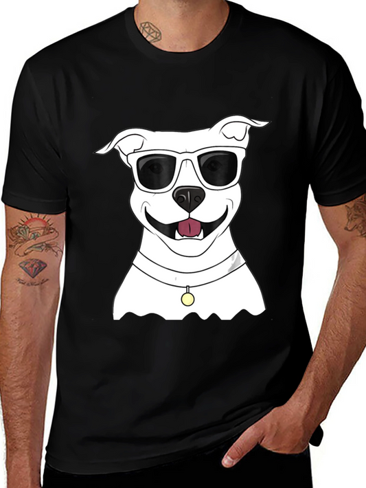Cool Dog Graphic Tee - Black Cotton Casual Shirt