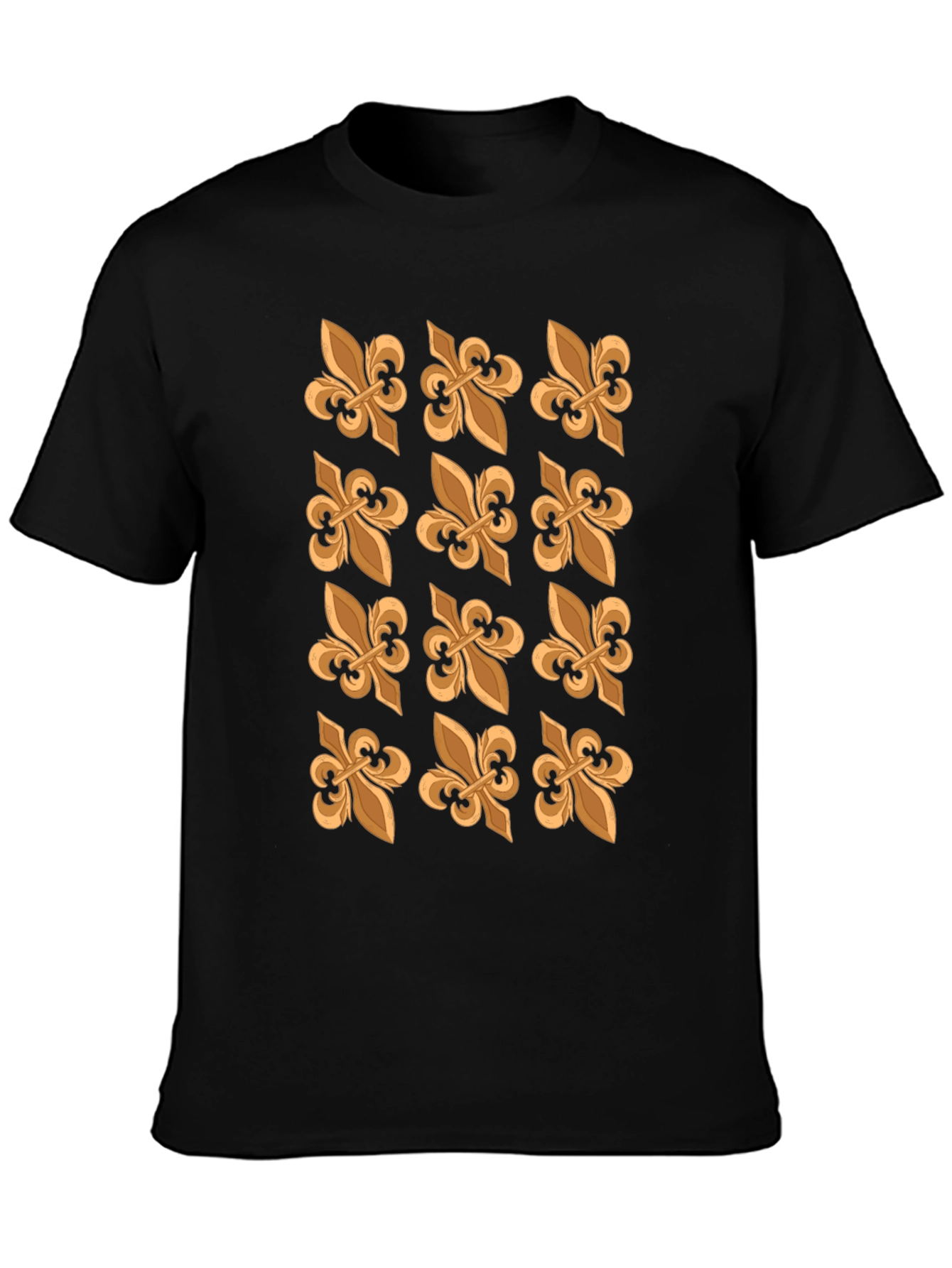 Fleur-de-Lis Patterned Black T-Shirt