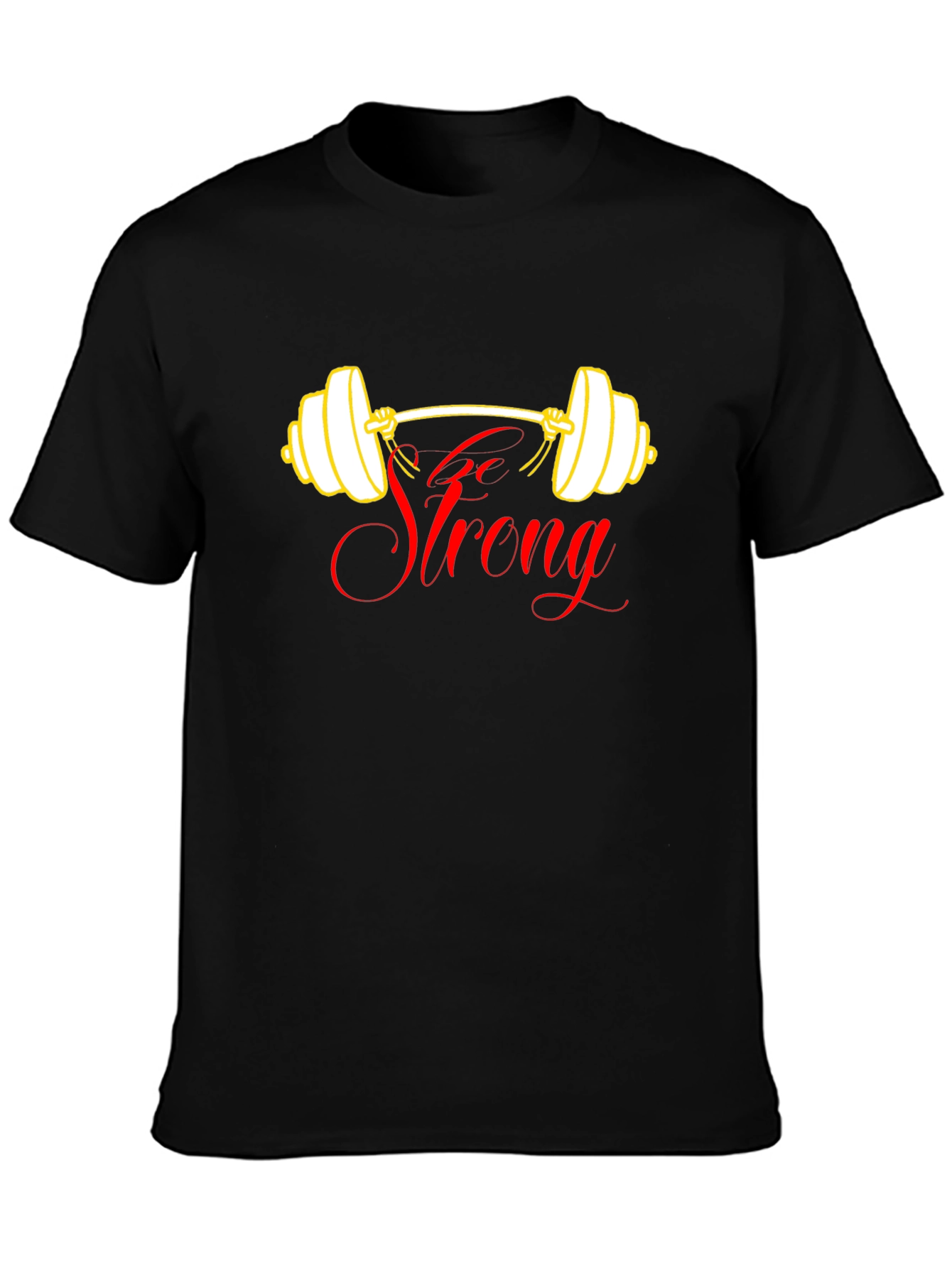 Go Strong Black T-Shirt - Weightlifting Design