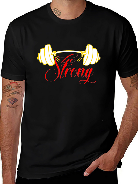 Go Strong Black T-Shirt - Weightlifting Design