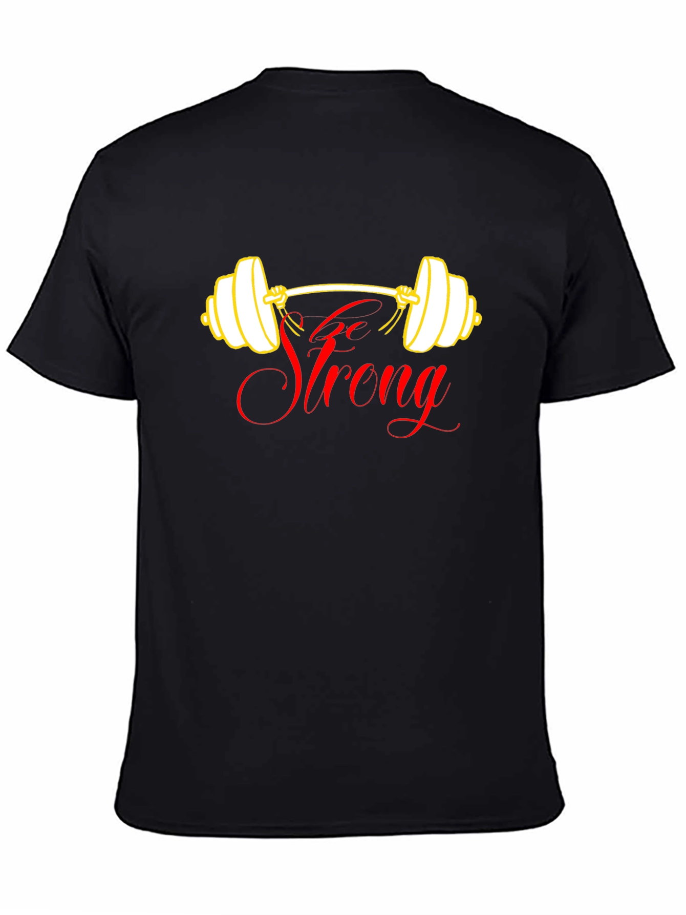 Go Strong Black T-Shirt - Weightlifting Design