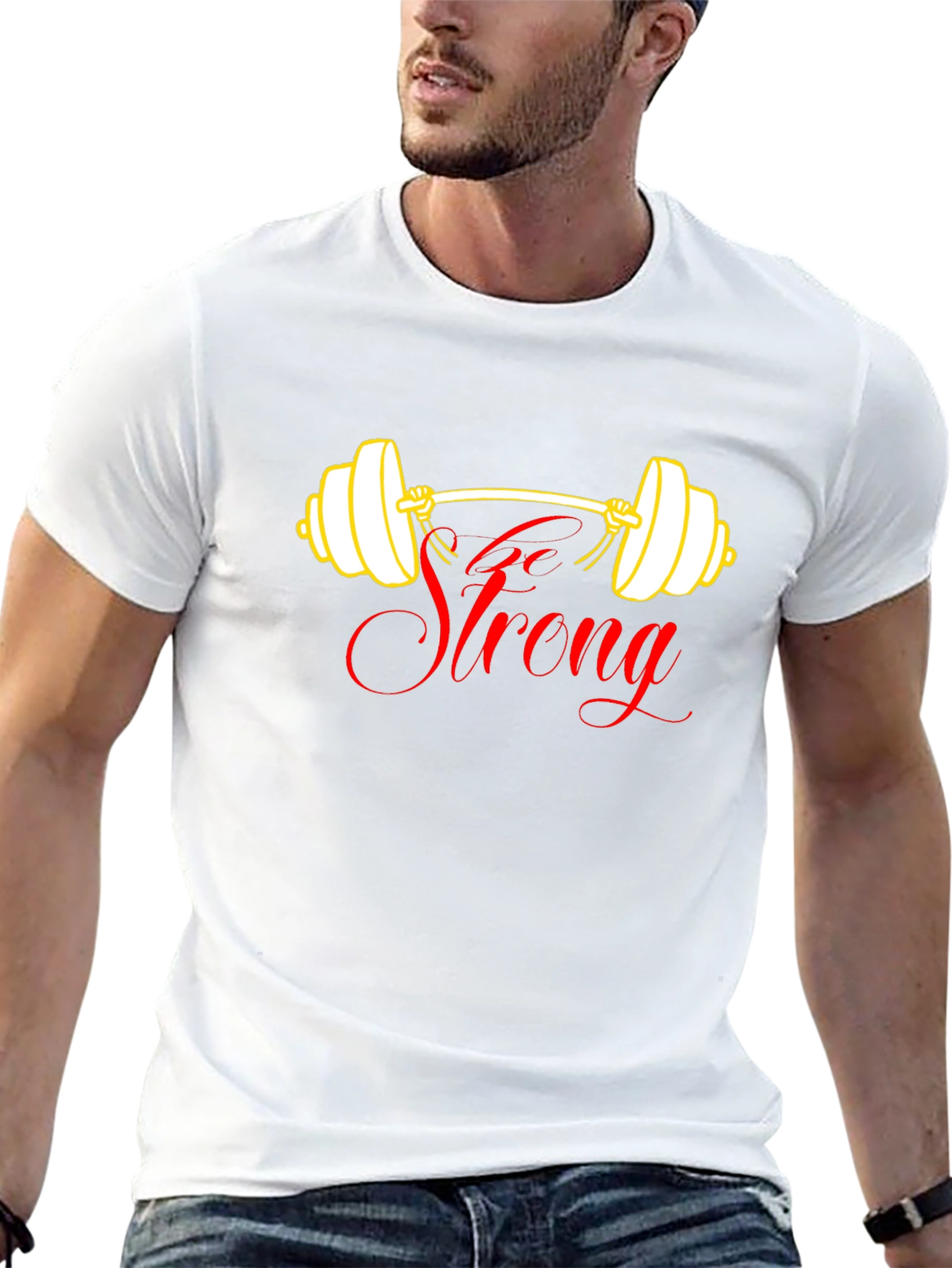 Go Strong Black T-Shirt - Weightlifting Design