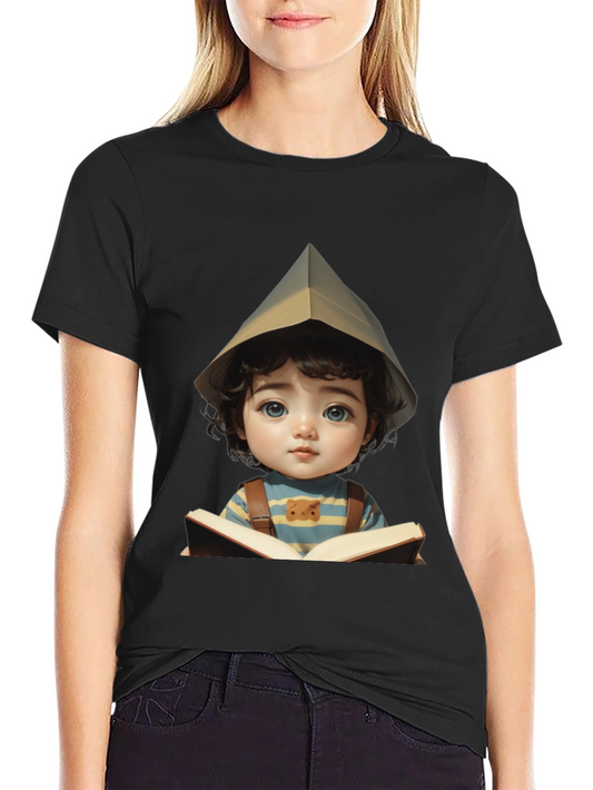 Charming Kid Reading Book Graphic Tee