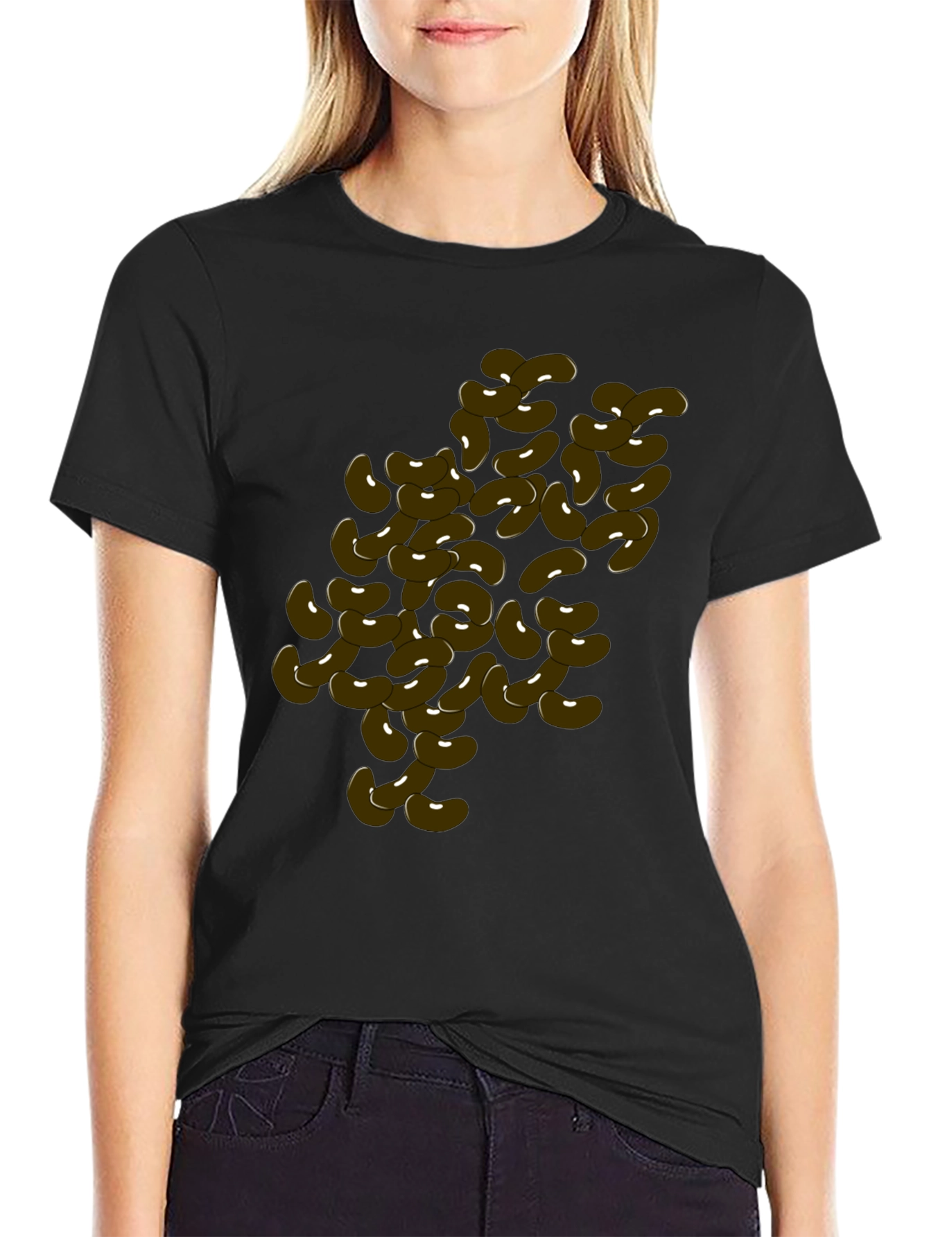 Funny Bean Graphic Black T-Shirt
