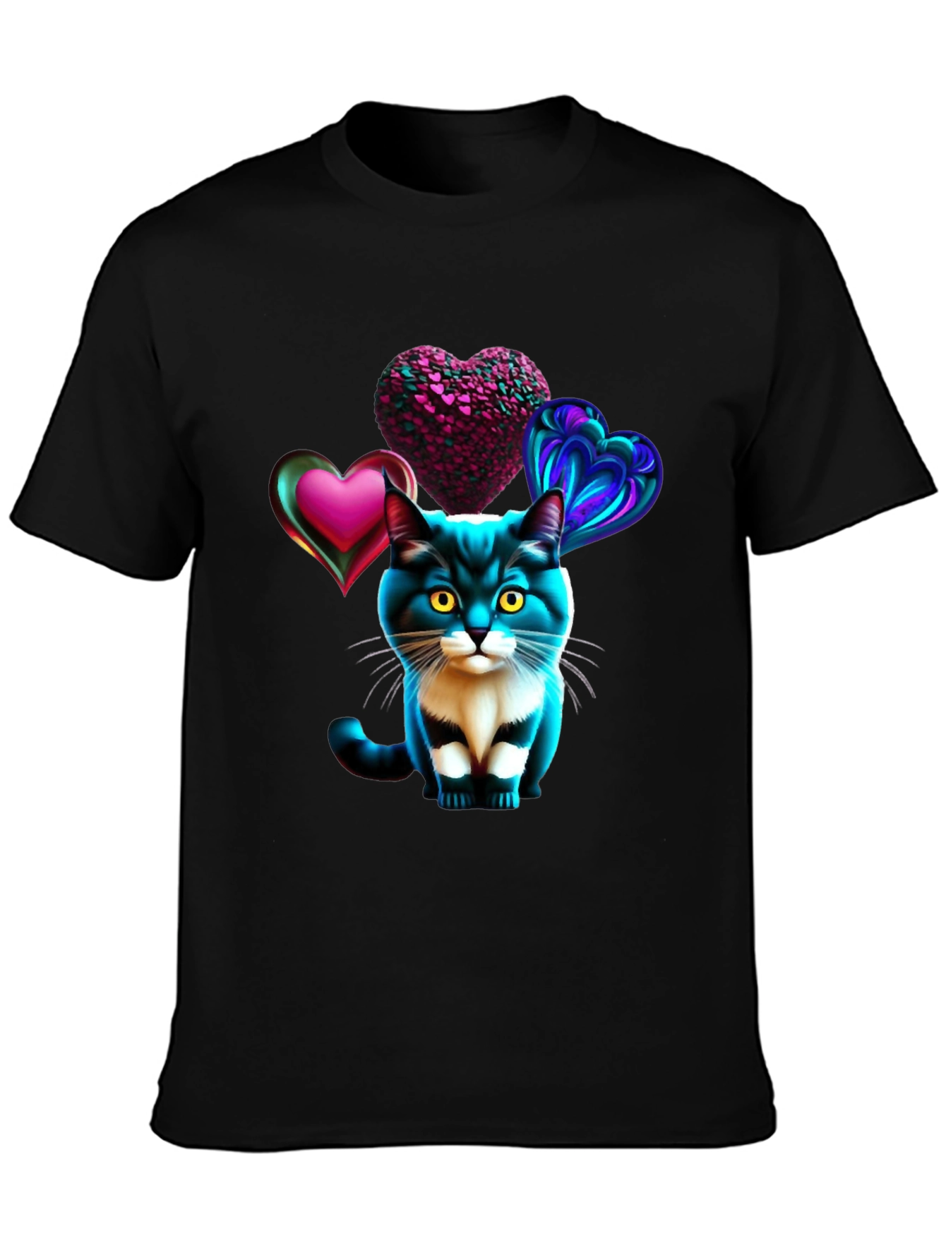 Cat with Hearts Graphic Tee