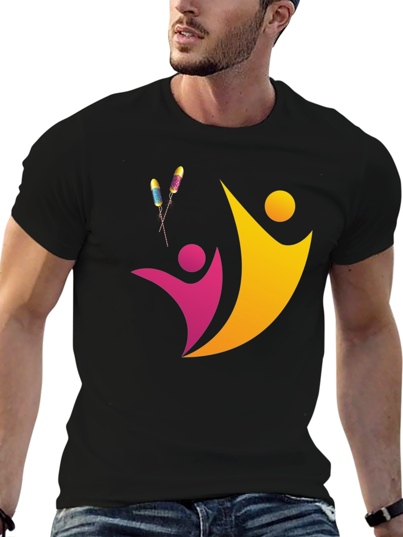 Abstract People Design Black Tee