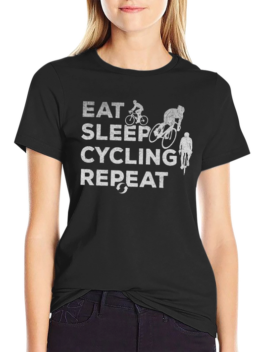 Eat Sleep Cycling Repeat Black T-Shirt