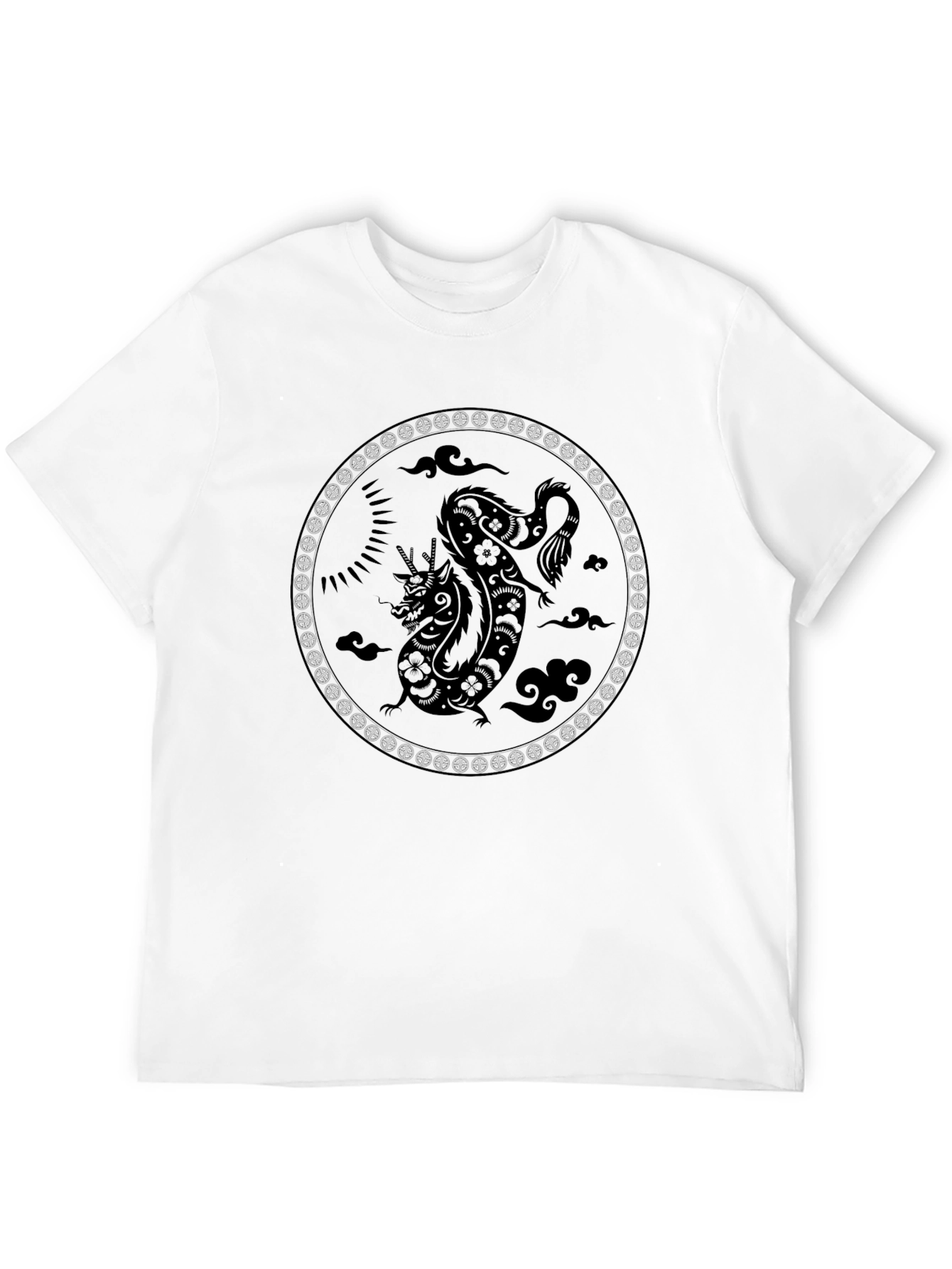 Dragon Circle Graphic Tee - Black Cotton Blend