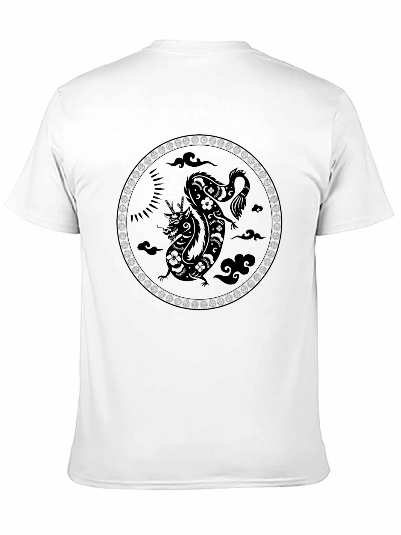 Dragon Circle Graphic Tee - Black Cotton Blend