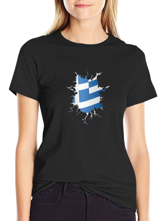 Greek Flag Ripped T-Shirt - Cool Patriotic Design