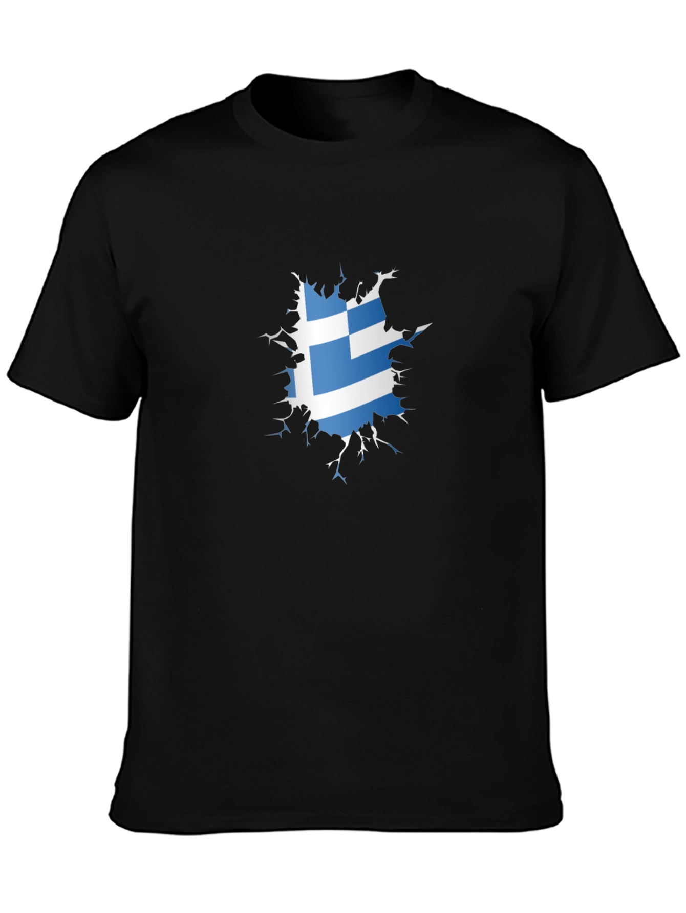 Greek Flag Ripped T-Shirt - Cool Patriotic Design
