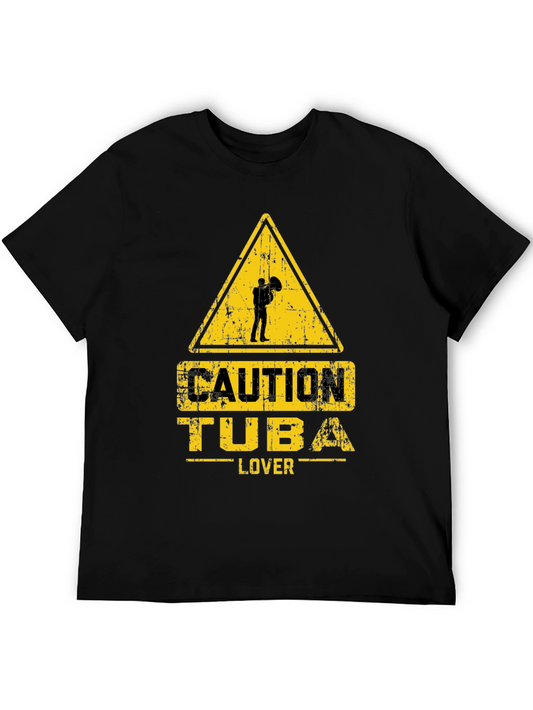 Caution Tuba Lover Graphic T-Shirt - Musicians Humor Tee