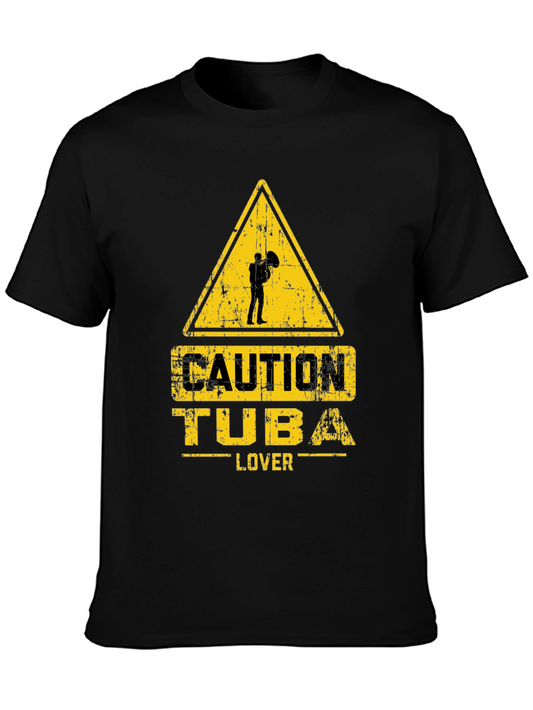 Caution Tuba Lover Graphic T-Shirt - Musicians Humor Tee