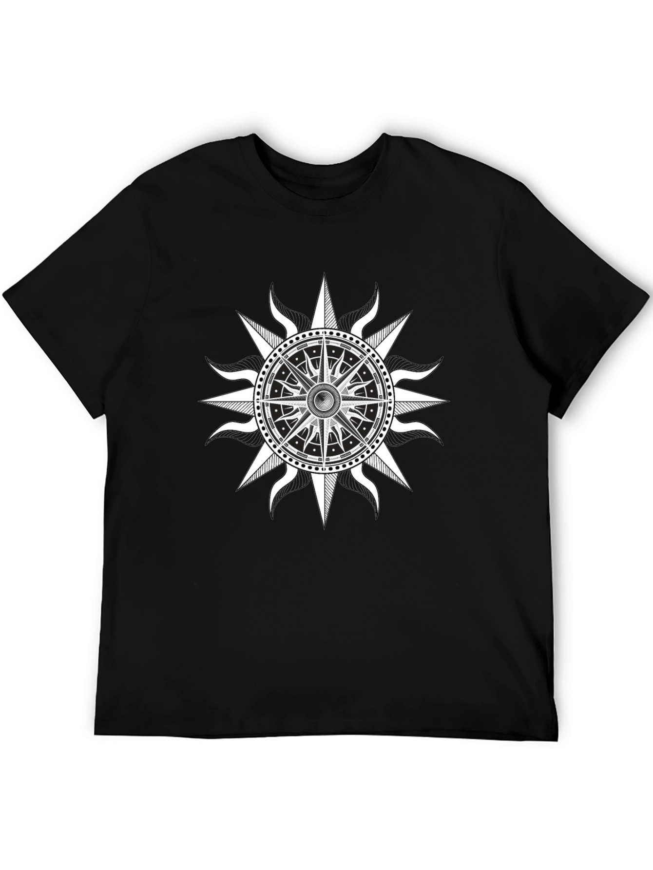 Nautical Compass Rose Graphic Black T-Shirt