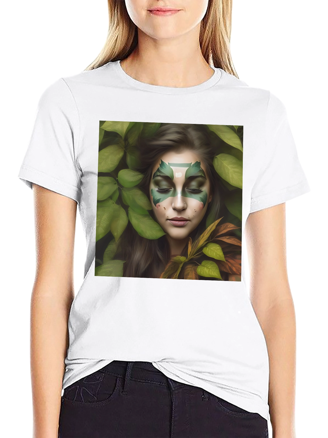Nature Spirit Graphic Tee - Black Cotton Blend Shirt