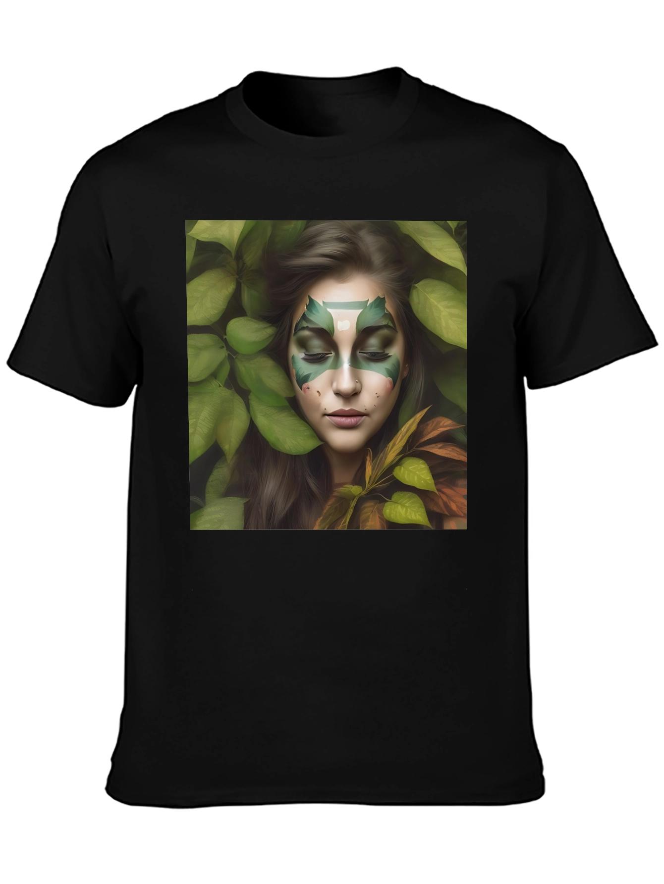 Nature Spirit Graphic Tee - Black Cotton Blend Shirt