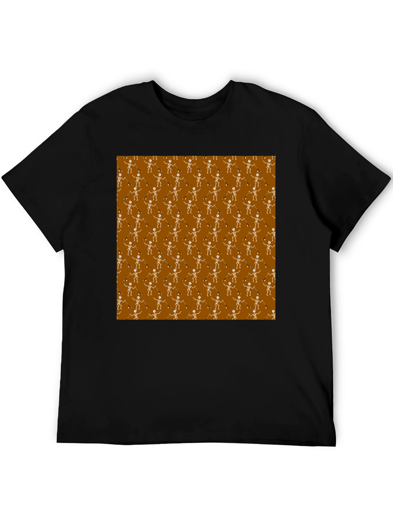 Skeleton Hockey Player Pattern T-Shirt
