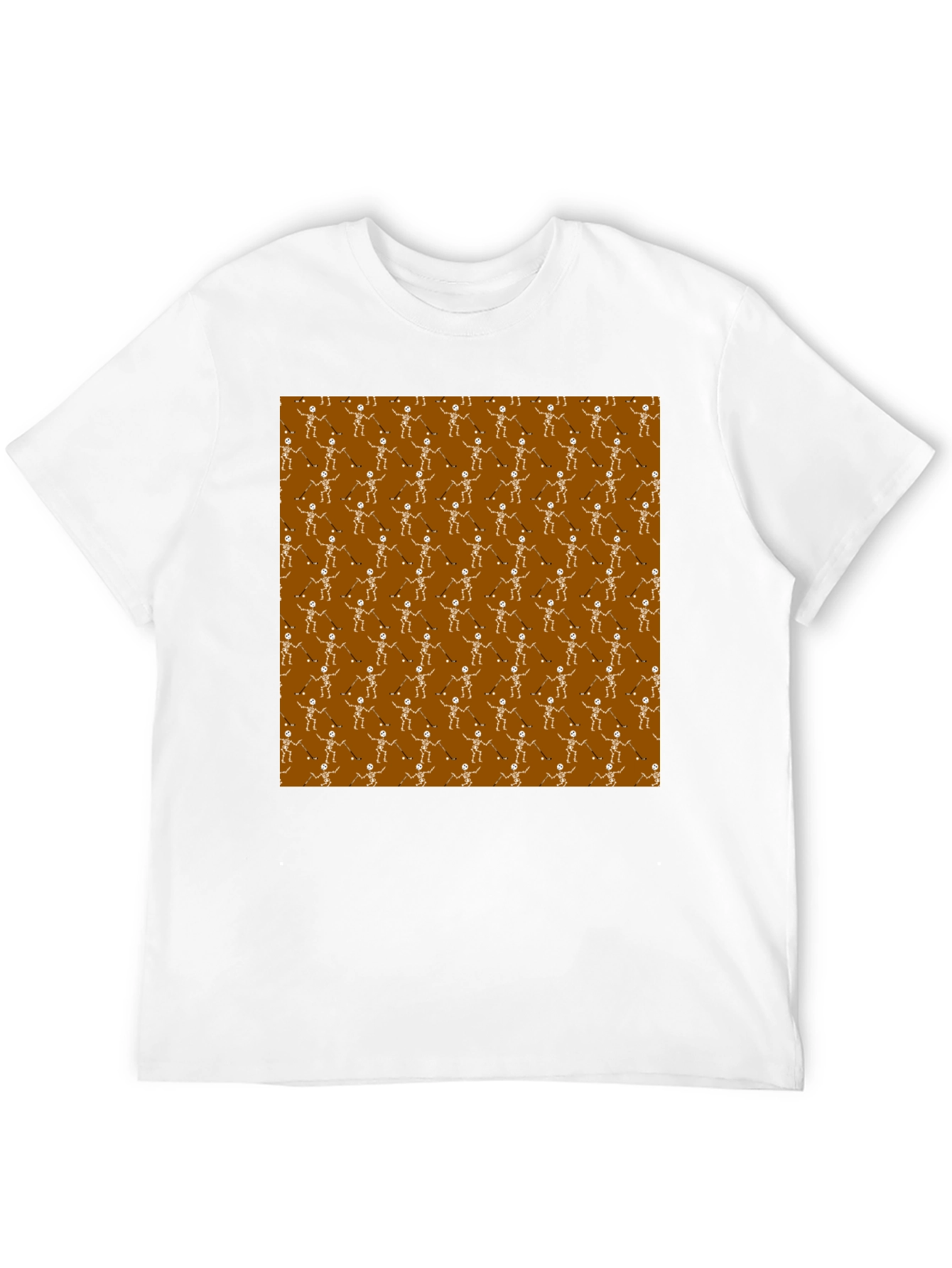 Skeleton Hockey Player Pattern T-Shirt