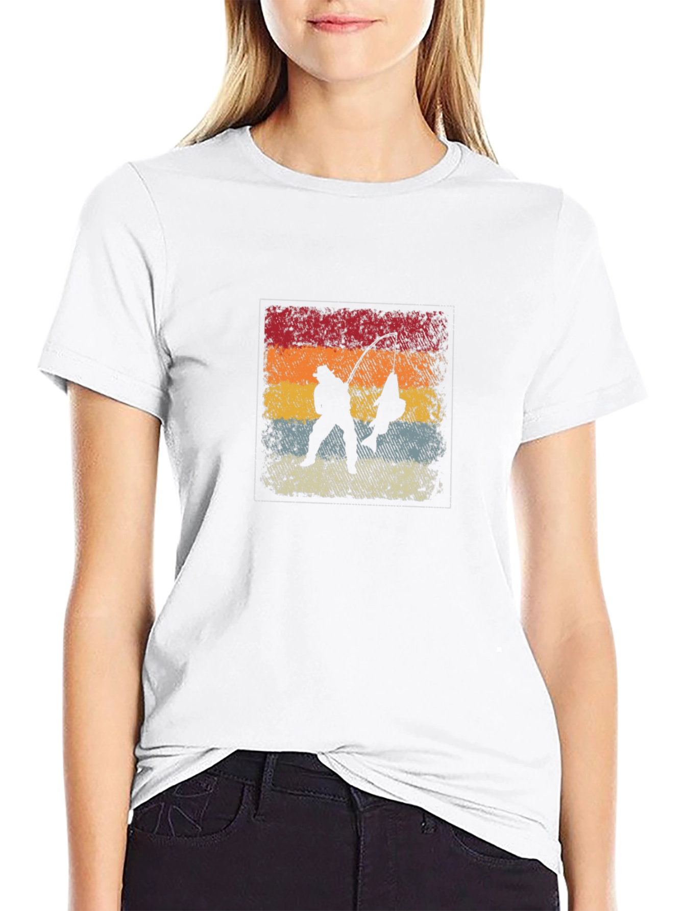 Retro Fisherman Graphic Tee - Black