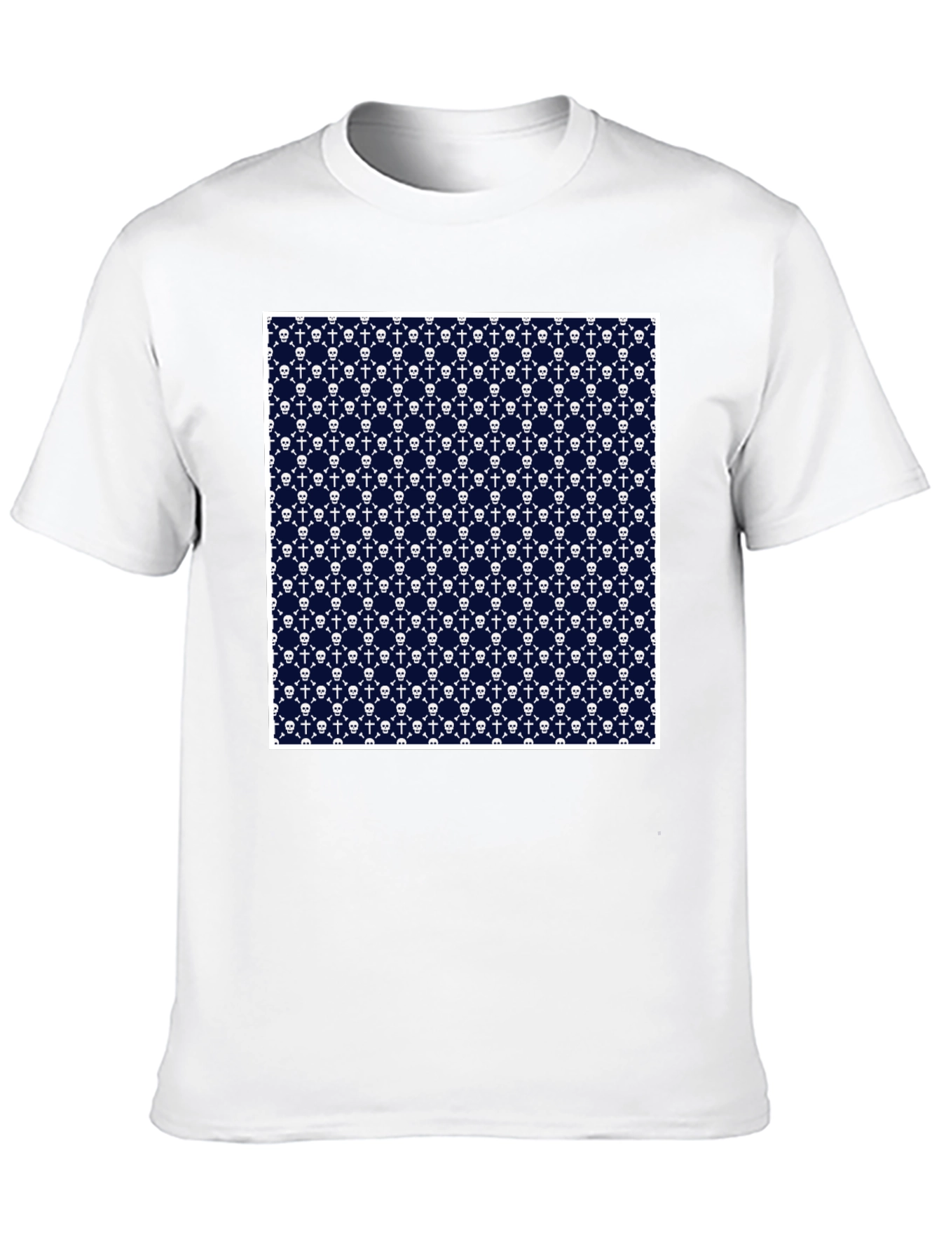 Skull & Crossbones Pattern Tee - Black
