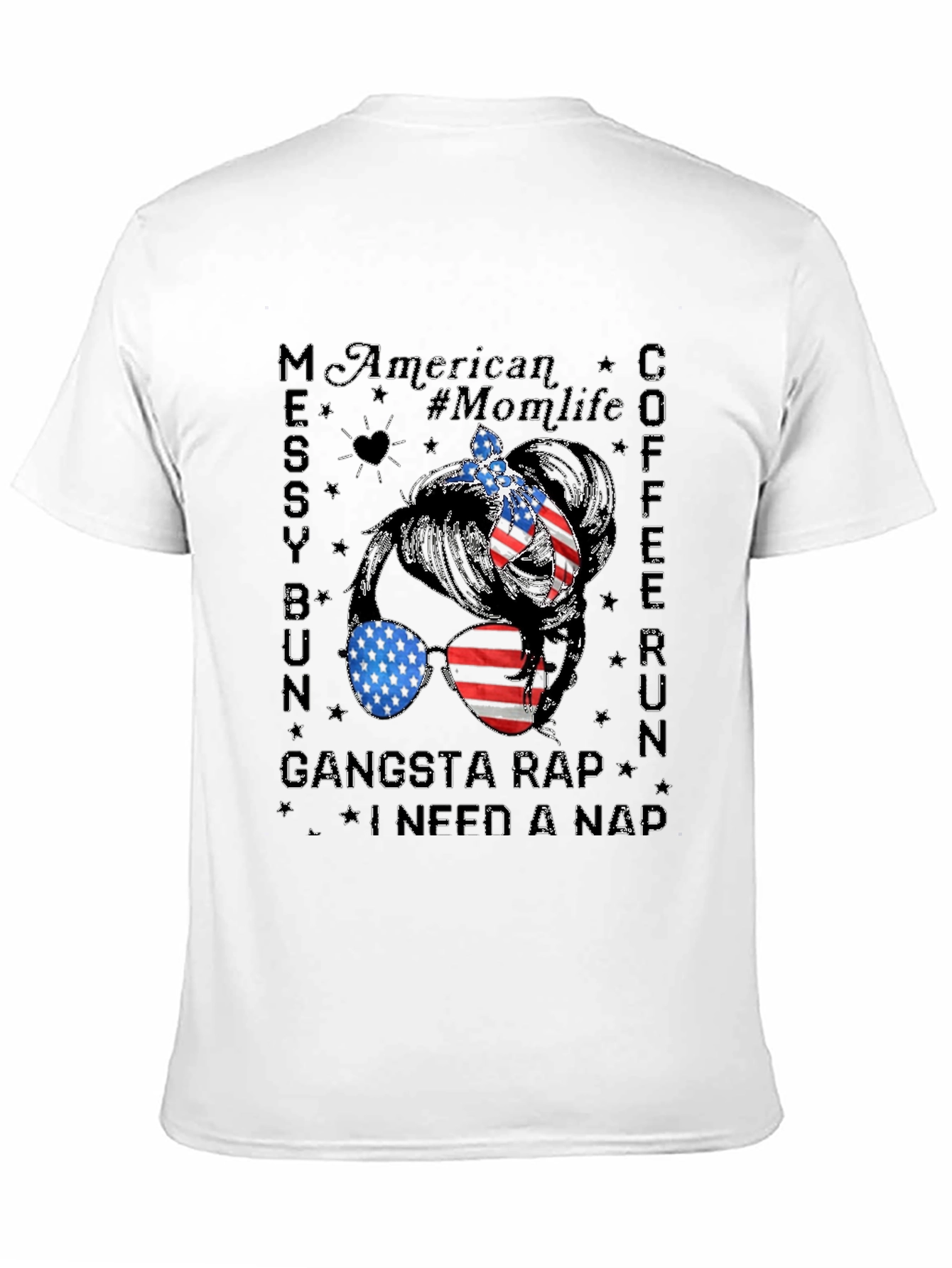 American Momlife Messy Bun T-Shirt