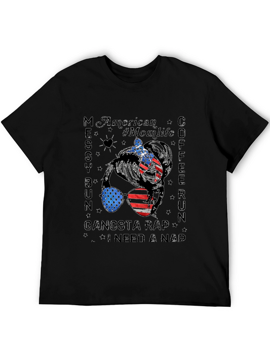American Momlife Messy Bun T-Shirt