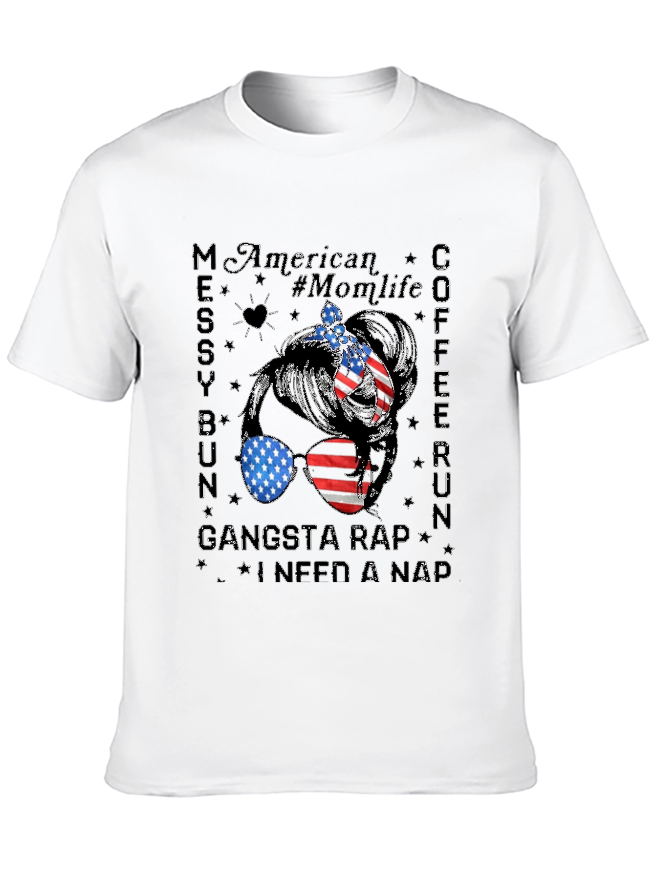 American Momlife Messy Bun T-Shirt