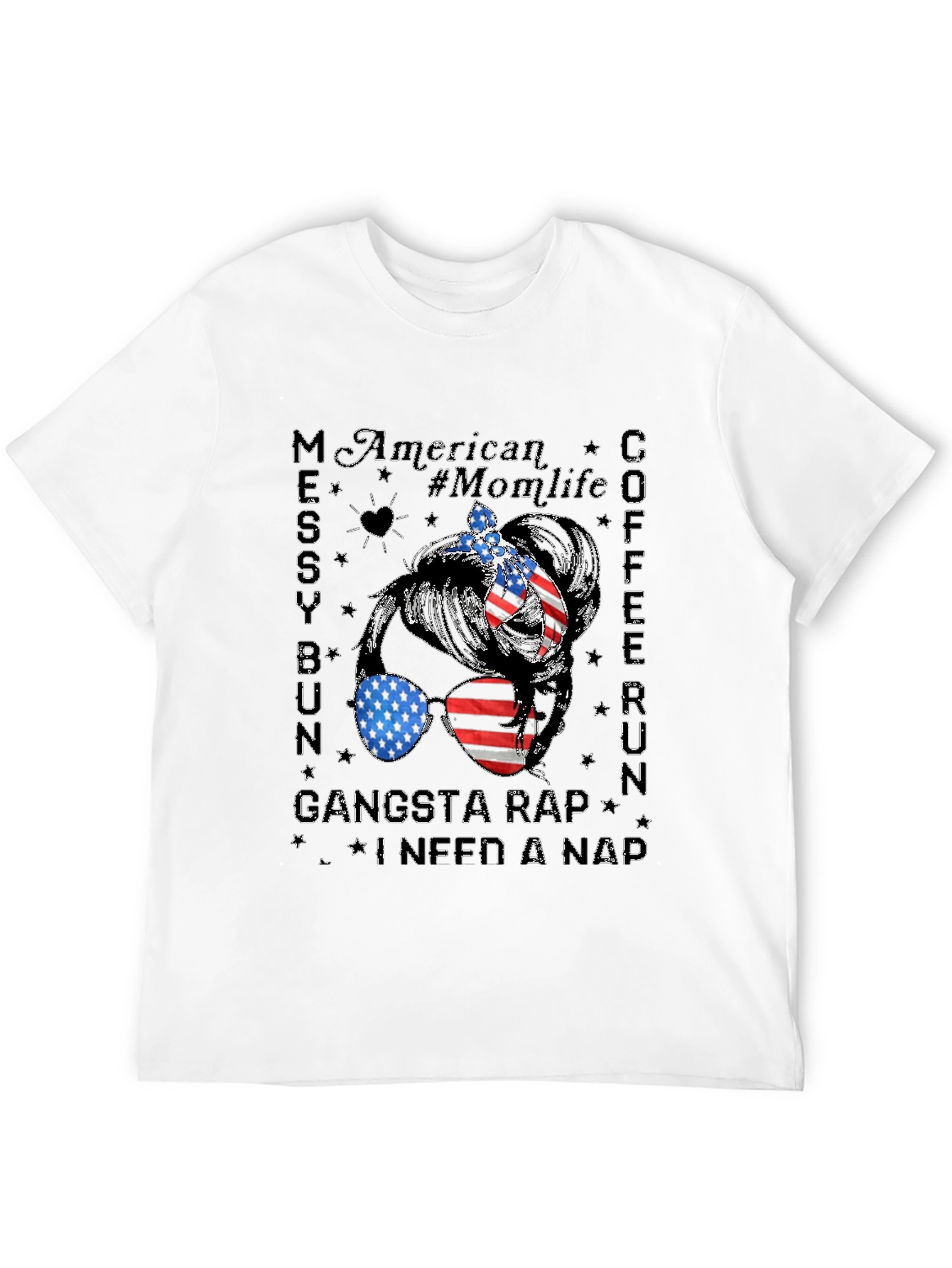 American Momlife Messy Bun T-Shirt
