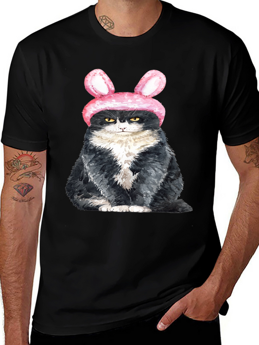 Grumpy Easter Bunny Cat Graphic T-Shirt