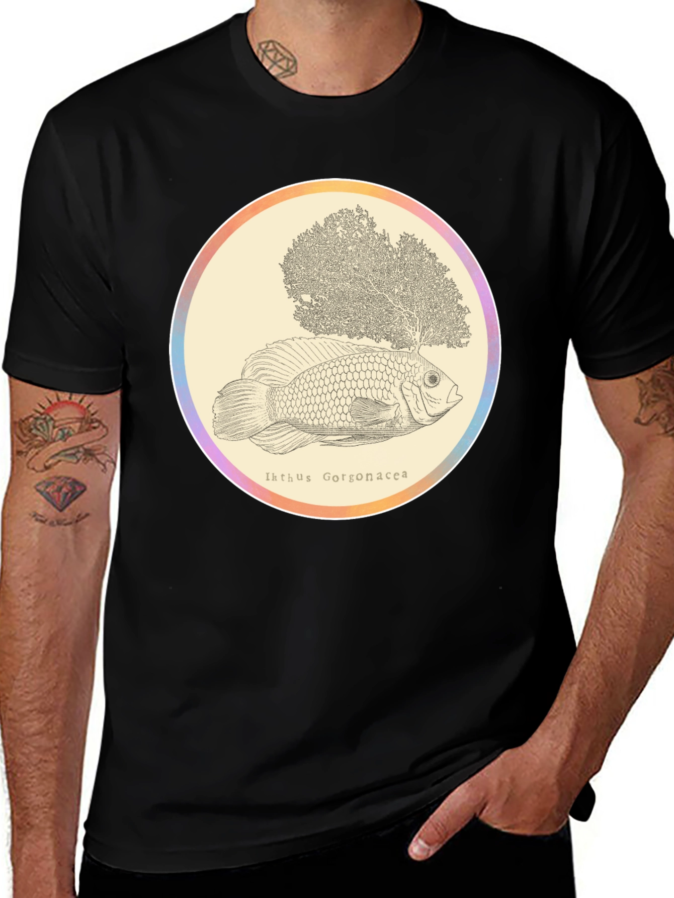 Ikhthus Gorgonacea Fish T-Shirt - Unique Graphic Tee