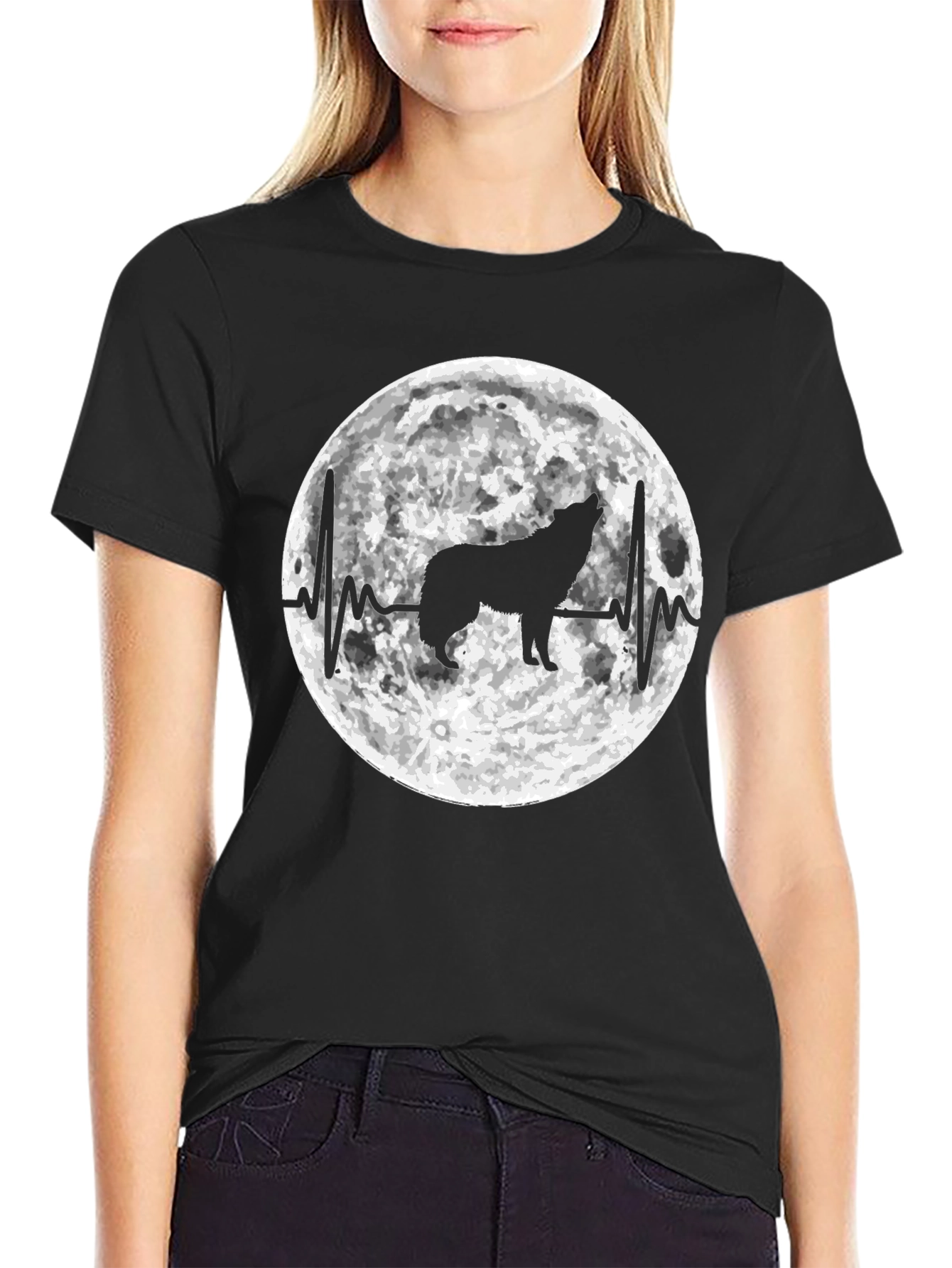 Wolf Moon Heartbeat Graphic T-Shirt