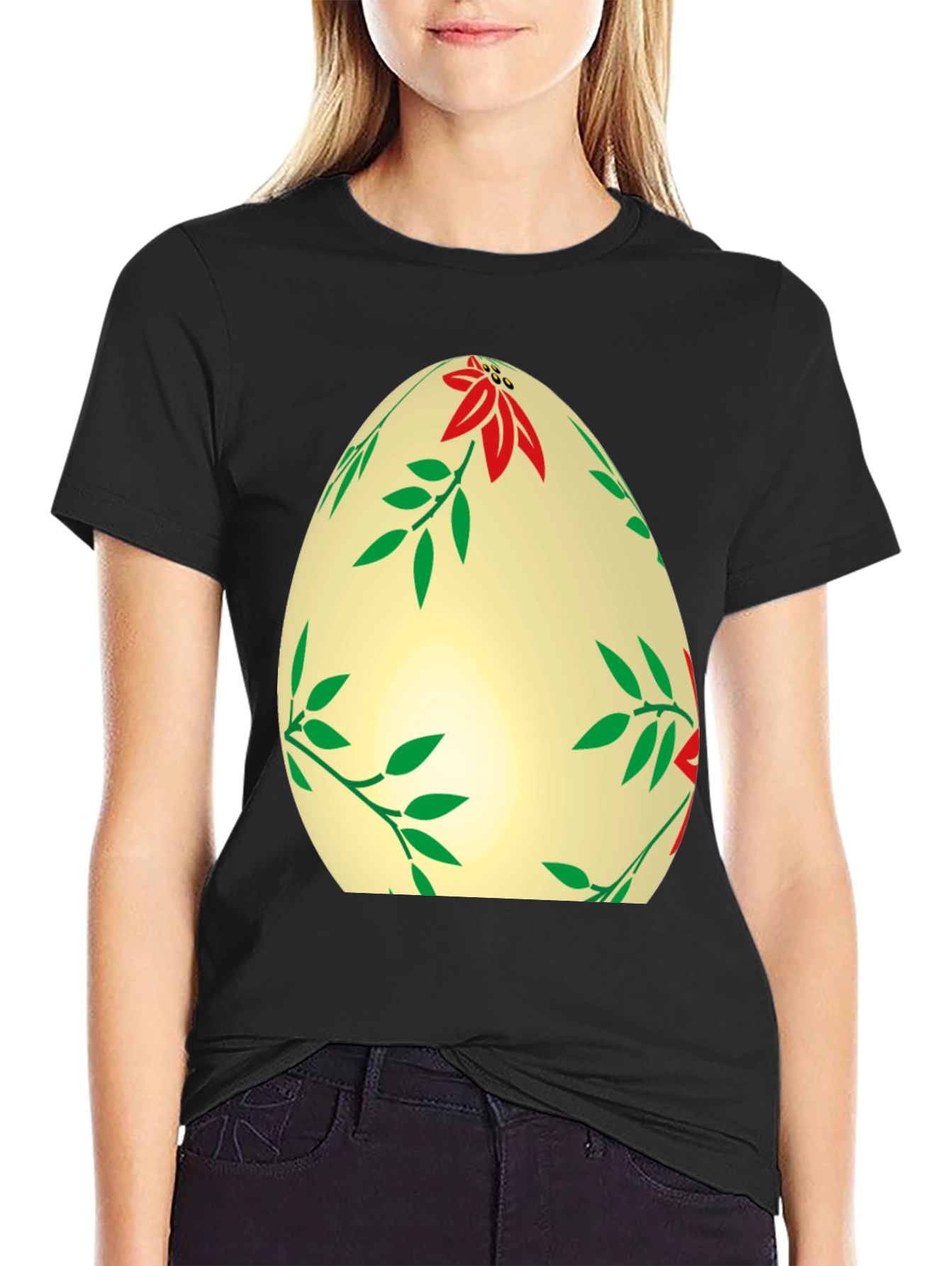 Floral Easter Egg T-Shirt - Festive Holiday Apparel