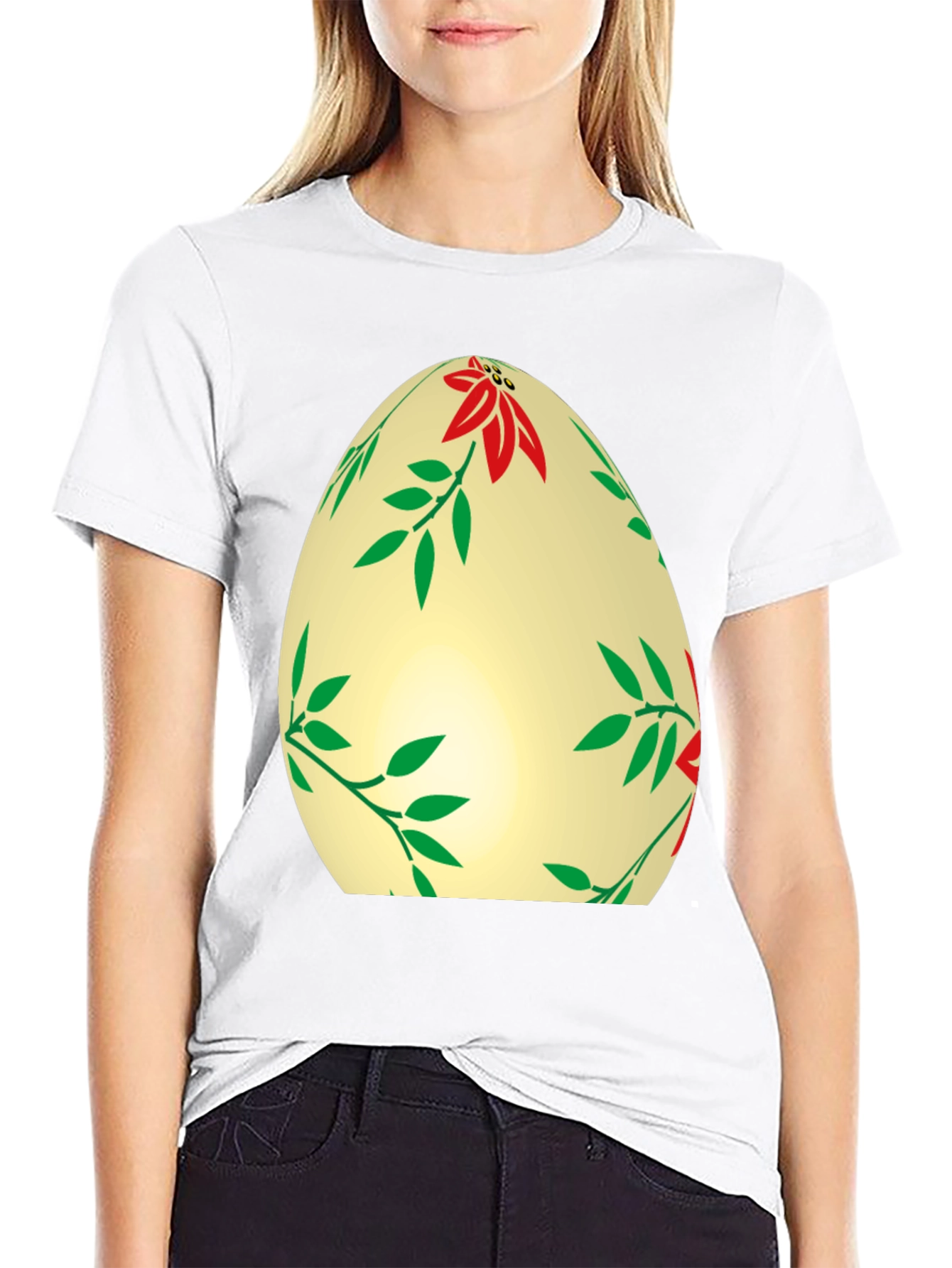 Floral Easter Egg T-Shirt - Festive Holiday Apparel
