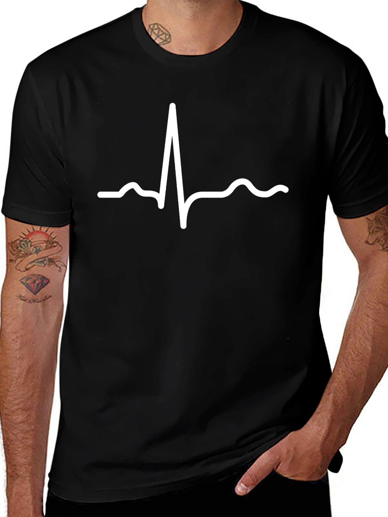 Heartbeat Graphic Tee - Black Cotton Comfort