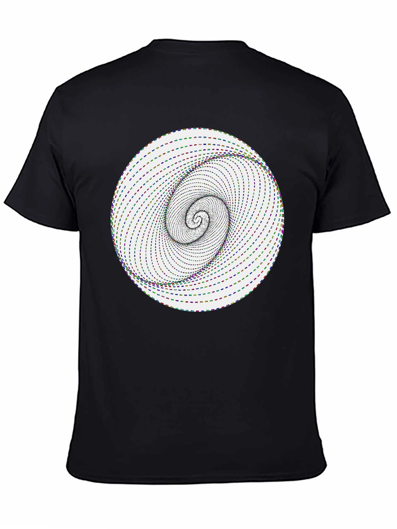 Optical Illusion Spiral Graphic Tee - Black Cotton Blend