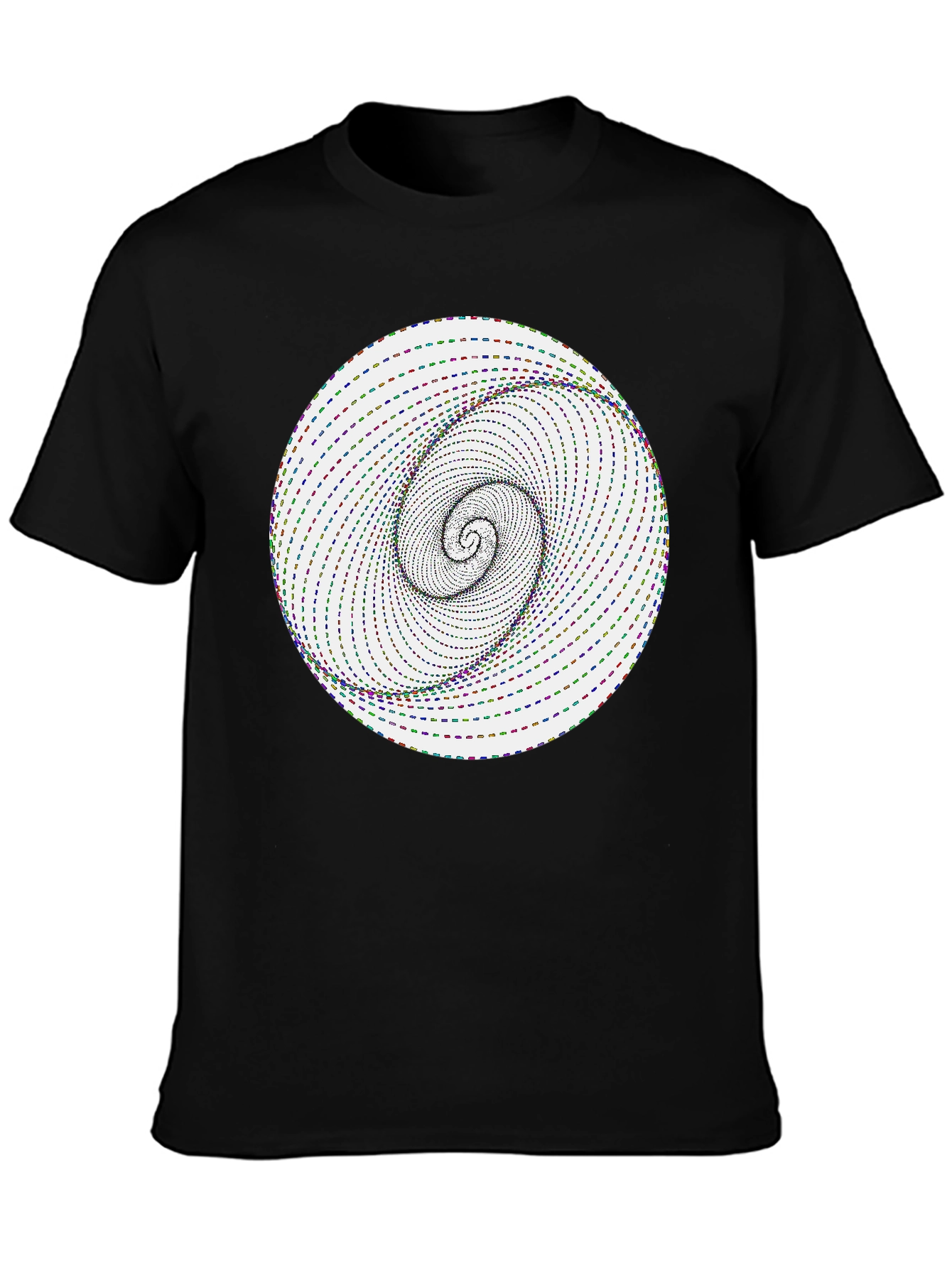 Optical Illusion Spiral Graphic Tee - Black Cotton Blend