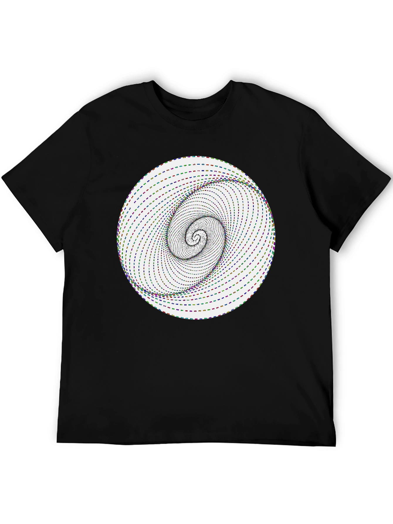 Optical Illusion Spiral Graphic Tee - Black Cotton Blend