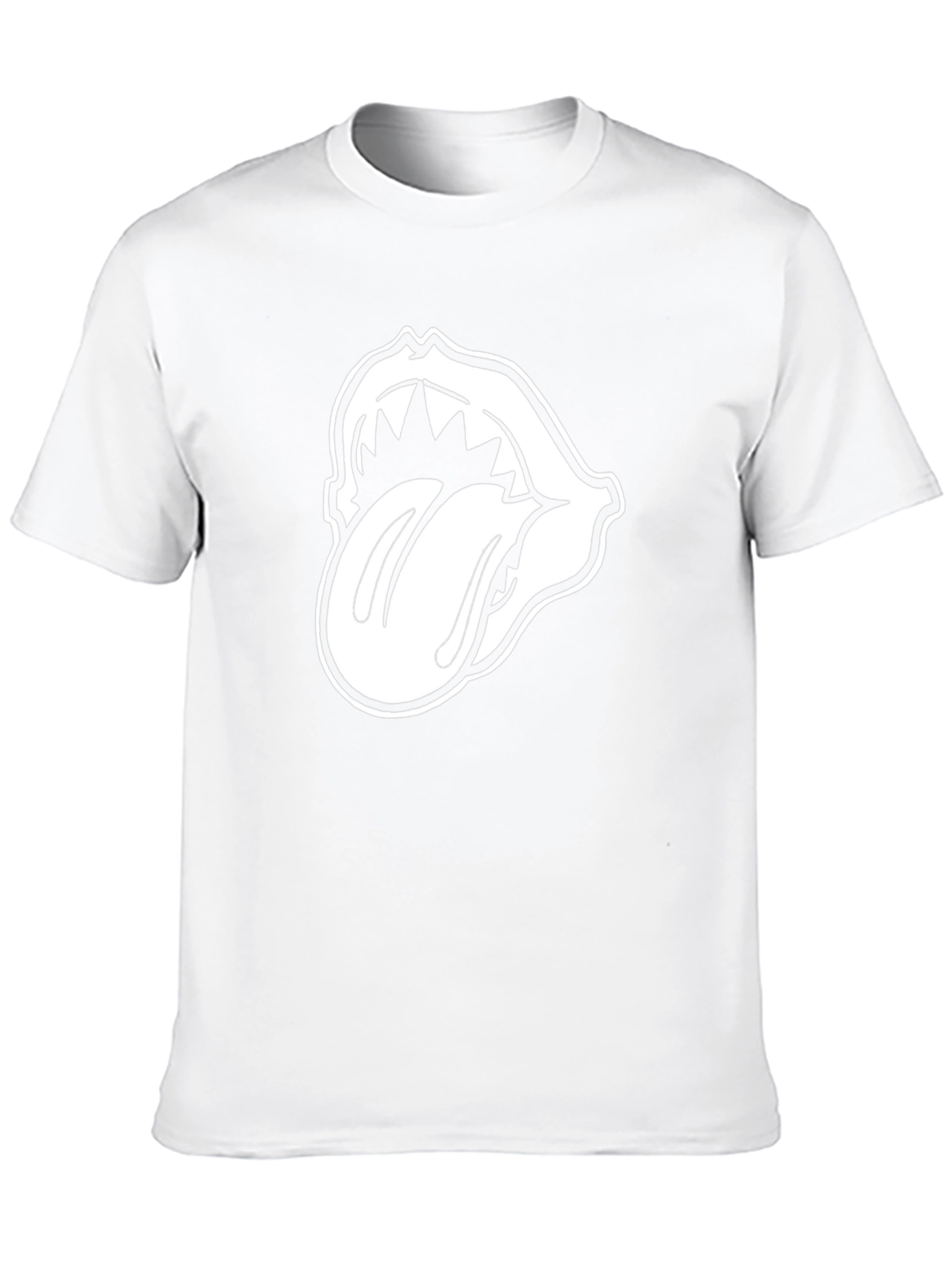 Black T-Shirt with White Tongue Graphic