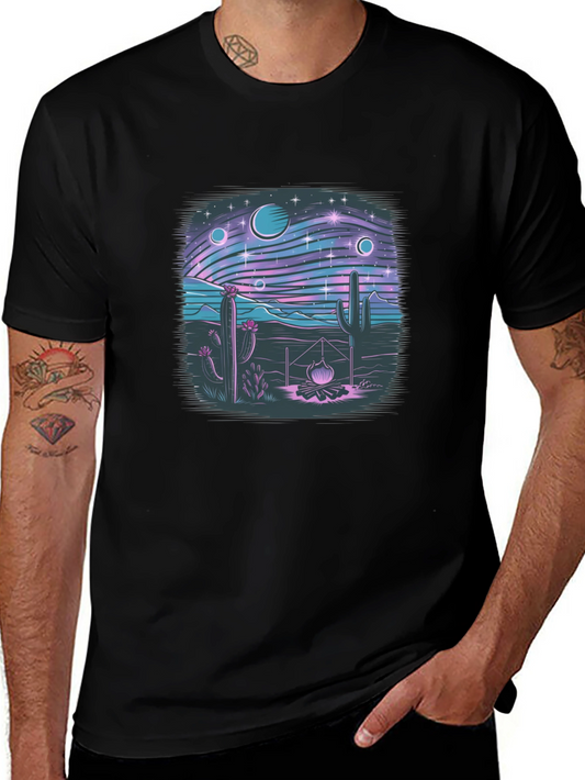Desert Galaxy Graphic Tee - Black Cotton T-Shirt