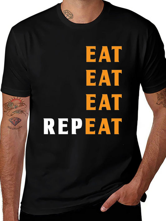Eat Repeat Black Graphic Tee