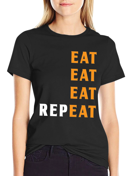 Eat Repeat Black Graphic Tee