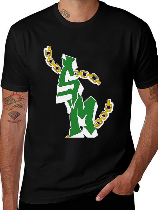 Graphic Print Chain T-Shirt - Black