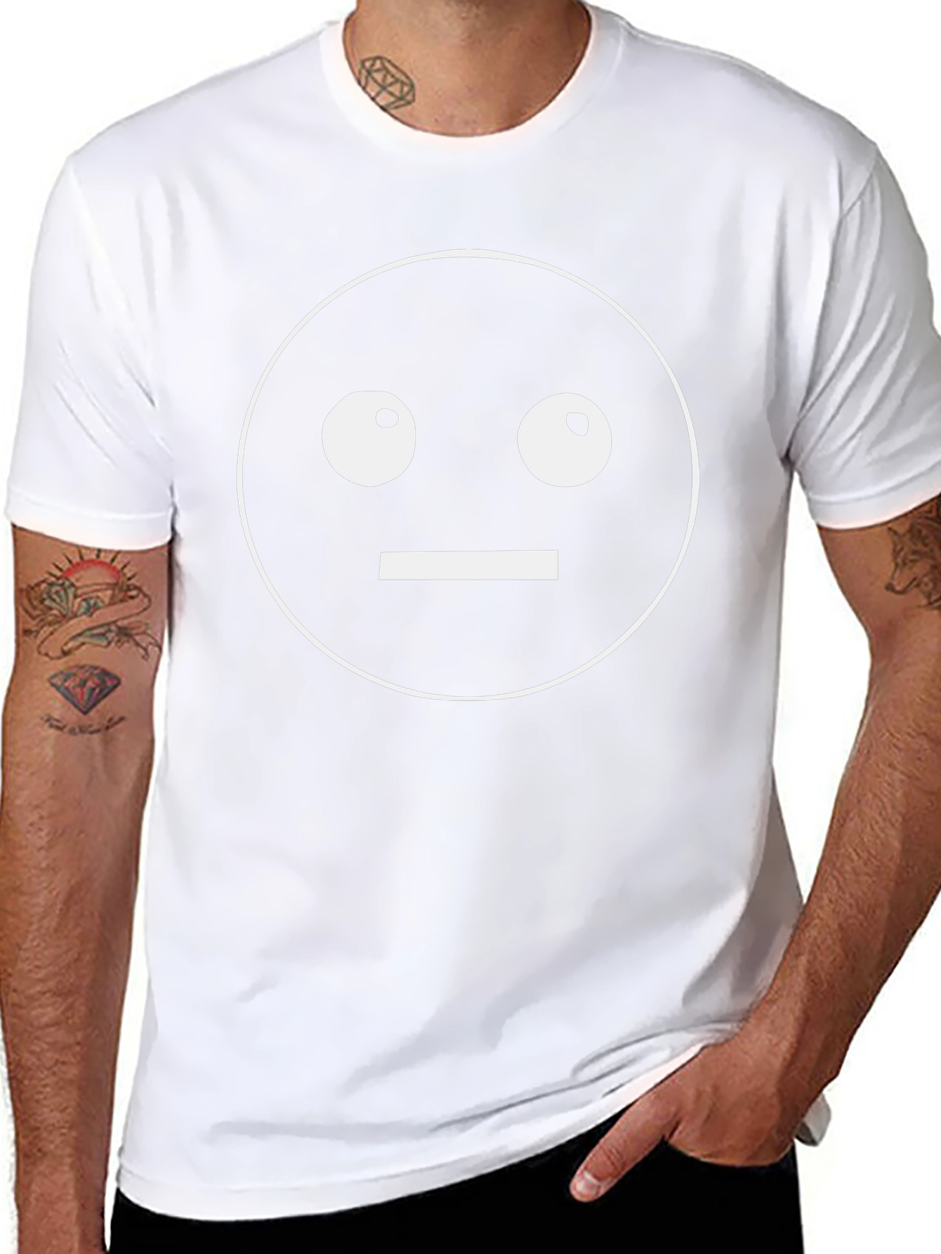Expressionless Face Emoji T-Shirt - Black